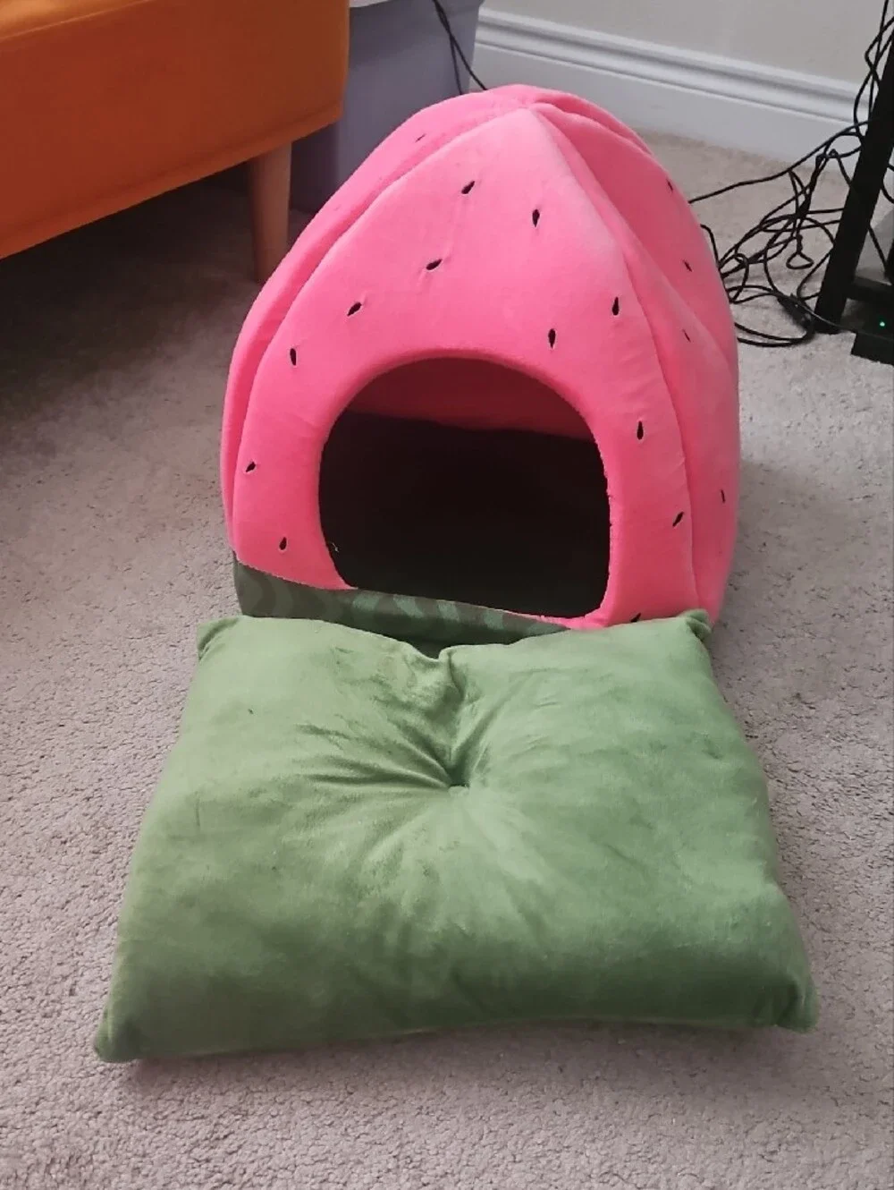 Plush Watermelon Pet Bed - Pink & Green